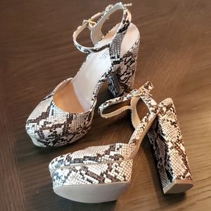 Snakeskin platform heels